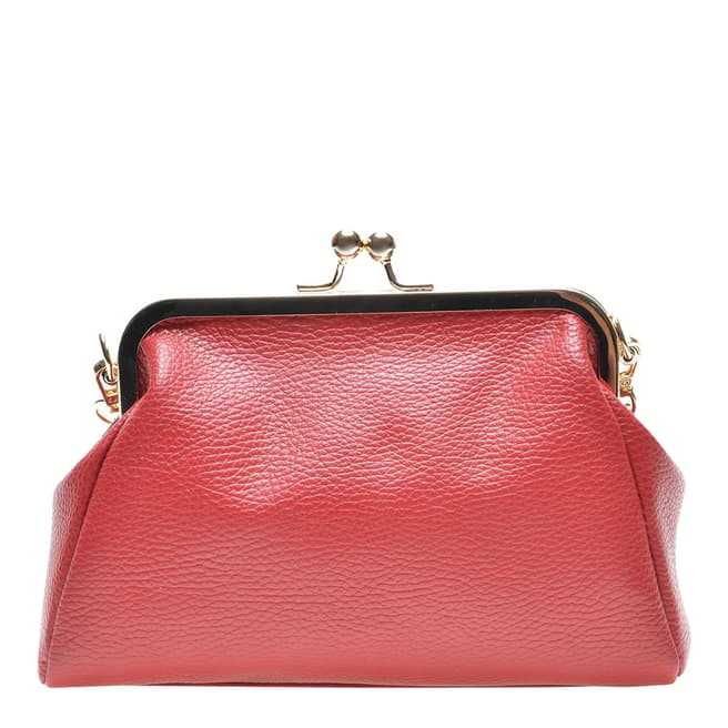 Carla Ferreri Red Italian Leather Clutch Bag