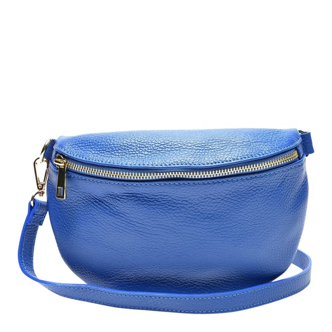 Roberto Cavalli Blue Italian Leather Waist Bag