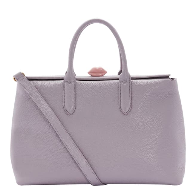 Lulu Guinness Lavender Grey L Grainy Leather Marilyn Tote Bag