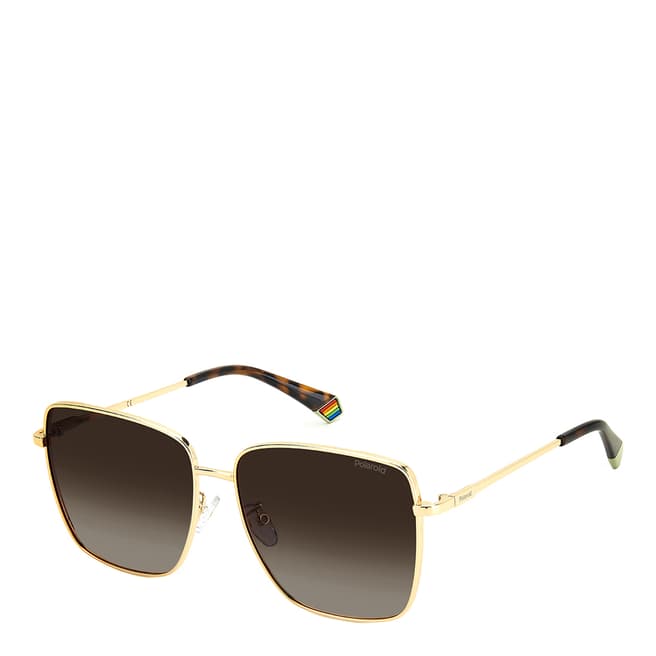 Polaroid Gold Square Sunglasses 59 mm