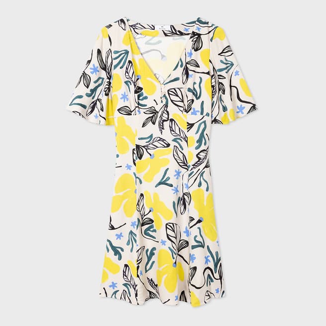 PAUL SMITH Yellow Floral V-Neck Dress