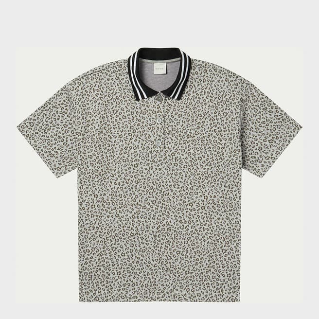 PAUL SMITH Grey Animal Print Polo Shirt
