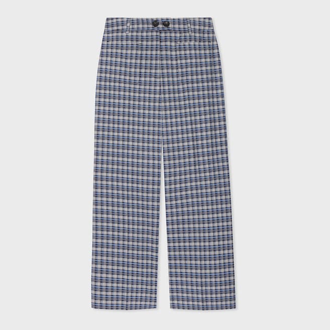 PAUL SMITH Blue Check Wool Blend Trousers