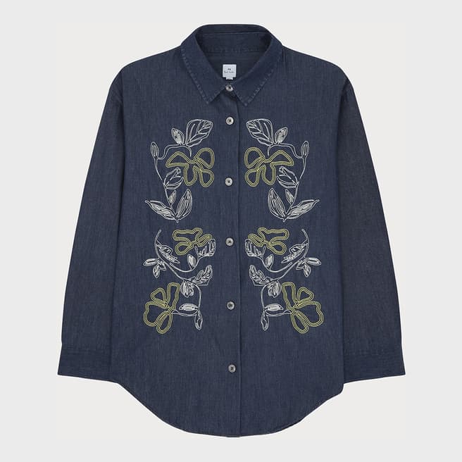 PAUL SMITH Denim Embroidered Blouse