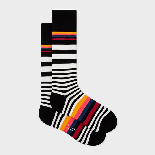 PAUL SMITH Black/Multi Will Stripe Cotton Blend Socks