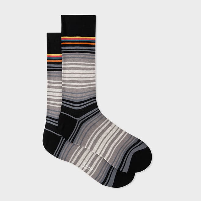 PAUL SMITH Grey Yann Stripe Cotton Blend Socks