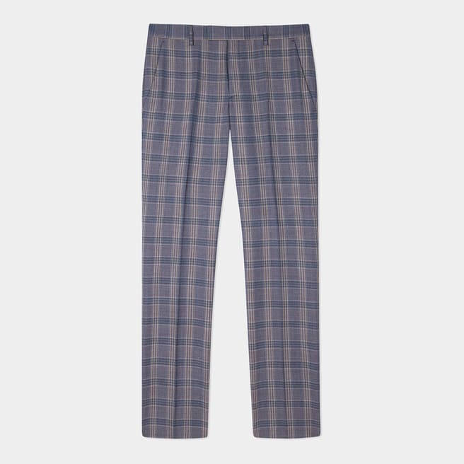 PAUL SMITH Blue Check Wool Trousers