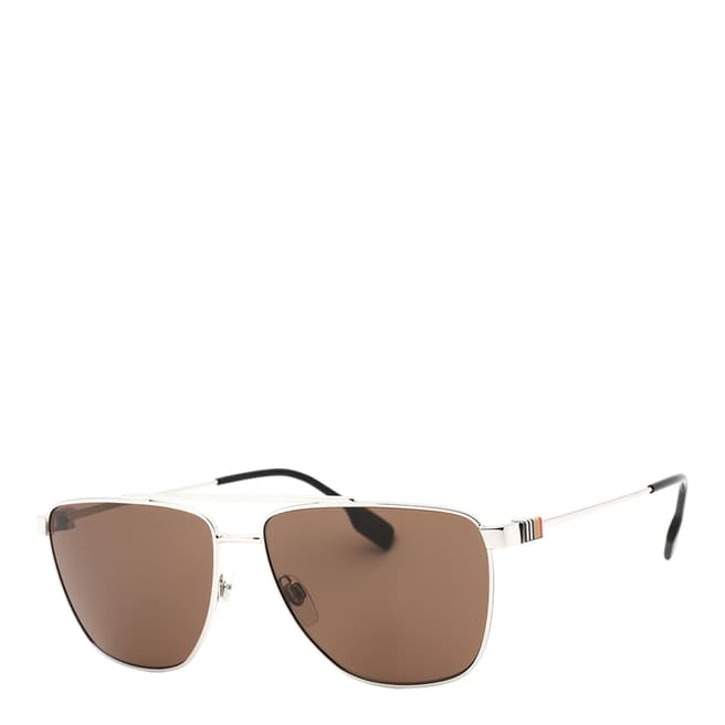 Burberry Women's Silver/Brown Burberry Sunglasses 61mm