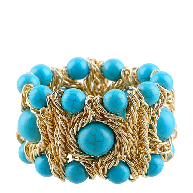 Liv Oliver 18K Gold Multi Turquoise Statement Bracelet