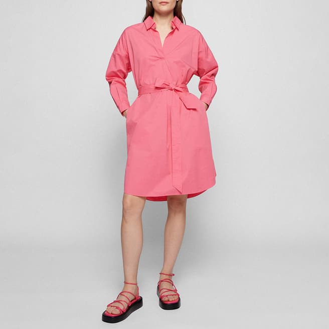BOSS Pink C_Detelizza Cotton Blend Mini Dress