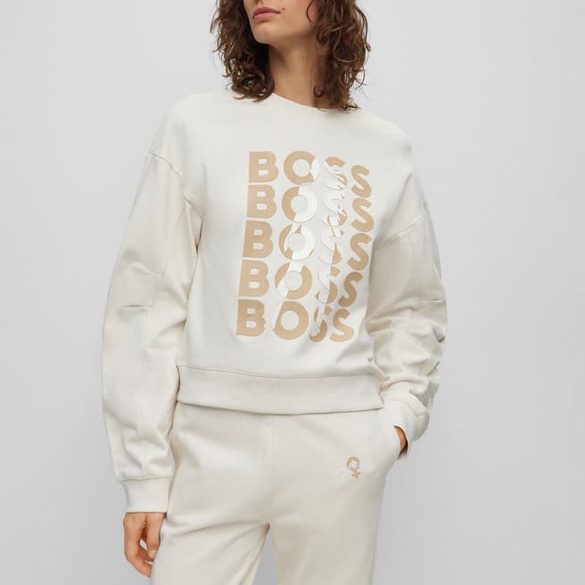 BOSS White Esinia Graphic Cotton Sweatshirt