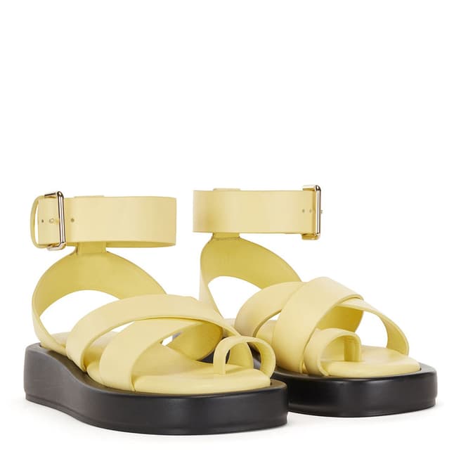 BOSS Yellow Scarlet Buckle Leather Sandals