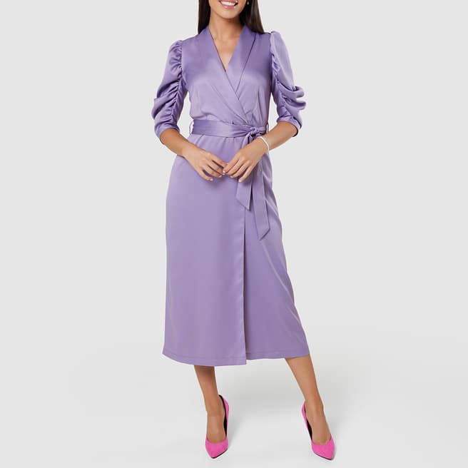 Closet Purple Tie Waist Wrap Dress