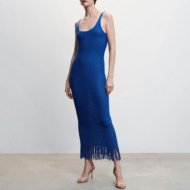 Blue Knitted dress with Fringe detail BrandAlley