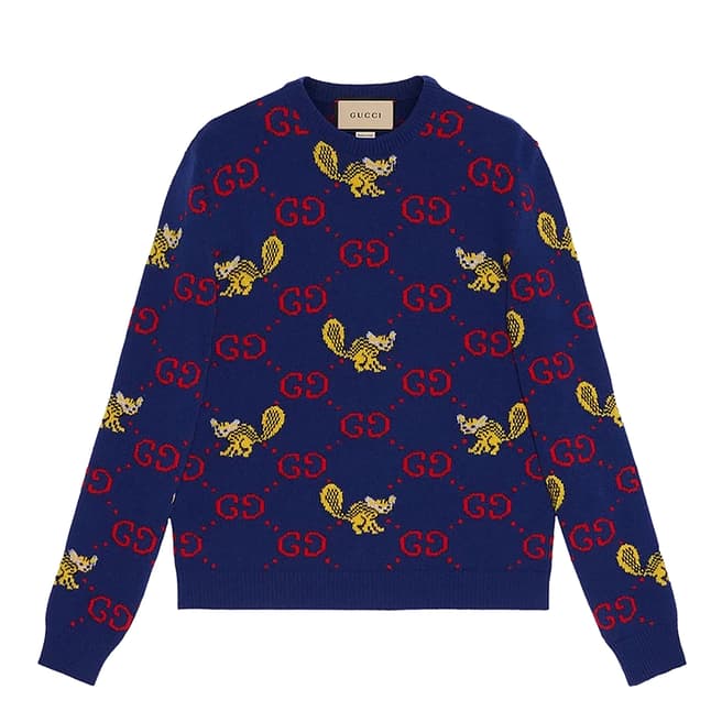 Gucci Gucci Freya Hartas GG Animal Wool Sweater 