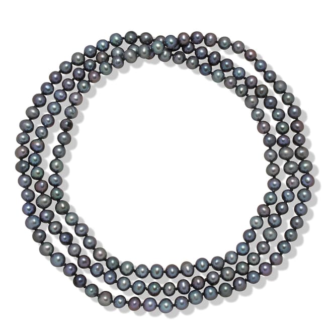 Perldor Blue/Silver South Sea/Tahitian Shell Pearl Long Necklace 6mm