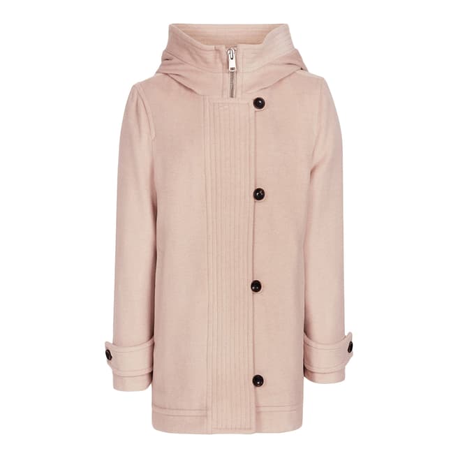 Reiss Pink Wool Marlowe Hooded Coat