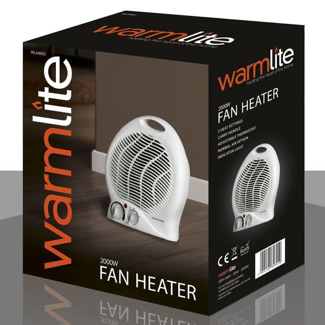 Warmlite White Upright Fan Heater 2000W