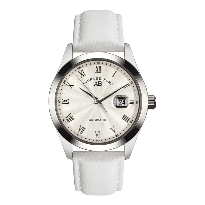 Andre Belfort Men's White/Silver Leather Watch