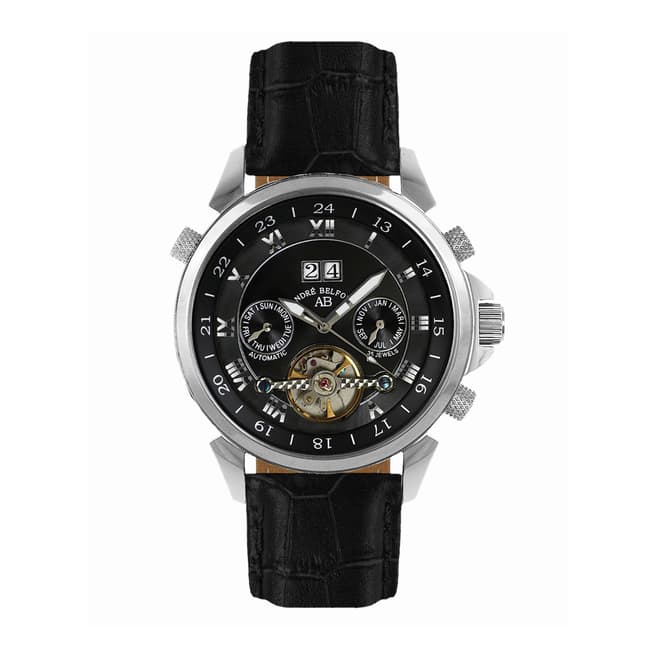 Andre Belfort Men's Black/Silver Etoile Polaire Leather Watch
