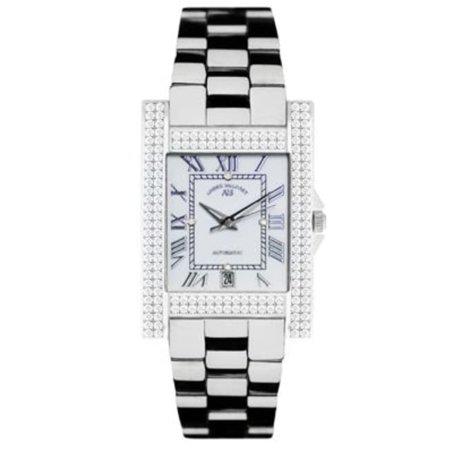 Andre Belfort Women's Silver Rectangular Diamante Watch