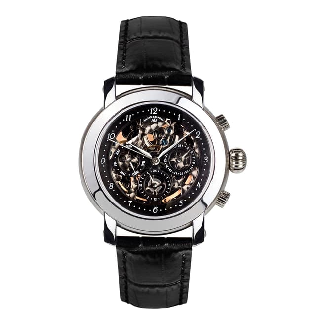 Andre Belfort Men's Black/Silver Intemporelle Leather Watch