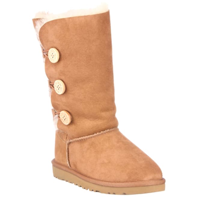 UGG Kid's Tan Bailey Button Triplet Boots