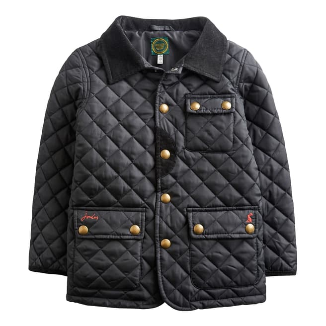 Joules Black Quilted Cord Trimmed Jacket