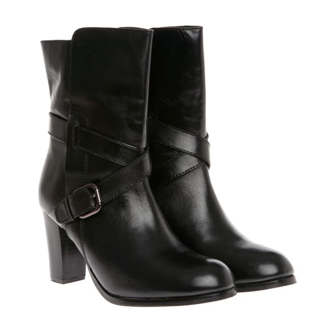Stylemax Black Strap/Buckle Ankle Boots 8cm Heel