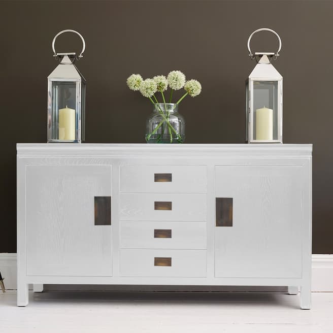 LOMBOK Small Canton Sideboard with 4 Drawers, White Ash