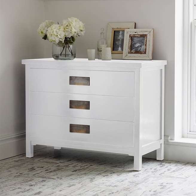 LOMBOK Canton Chest of 3 Drawers, White Ash