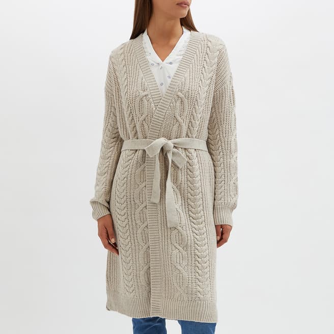 Crew Clothing Beige Wool Blend Cable Cardigan 