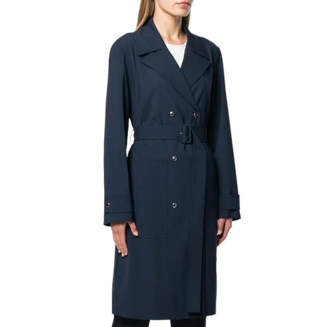 Theory Navy Wool Blend Military Trench Coat
