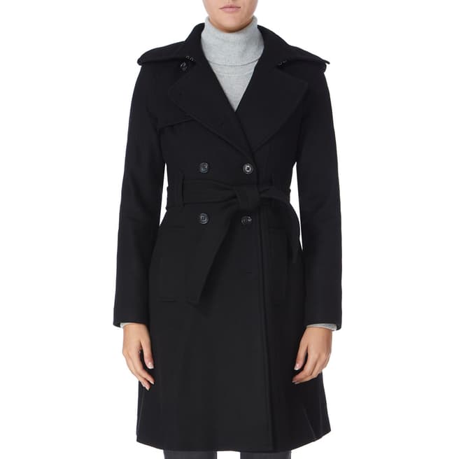 Karen Millen Black Wool/Cashmere Blend Trench Coat 