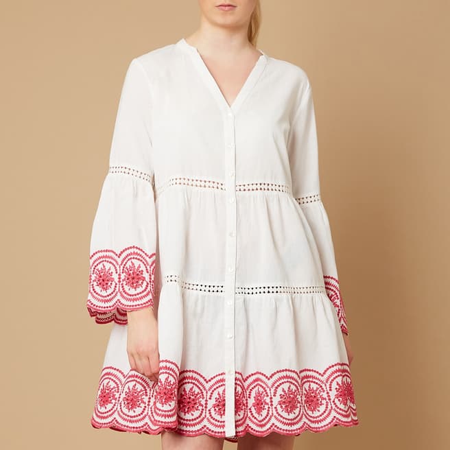 N°· Eleven White / Hot Pink Cotton Broderie Anglaise Tunic