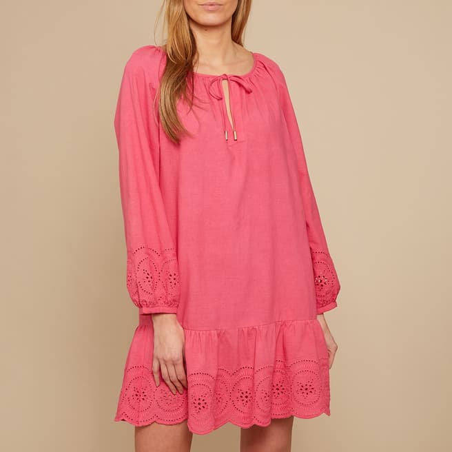 N°· Eleven Hot Pink Cotton Broderie Anglaise Tunic
