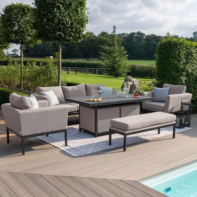 Maze Pulse 3 Seater Sofa Set with Fire Pit Table, Taupe
