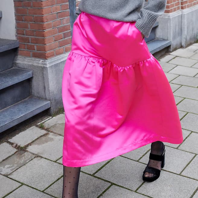 Wyse Pink Saskia Satin Skirt