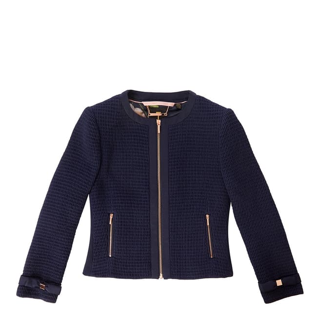 Ted Baker Navy Contrast Trim Bow Detail Jacket