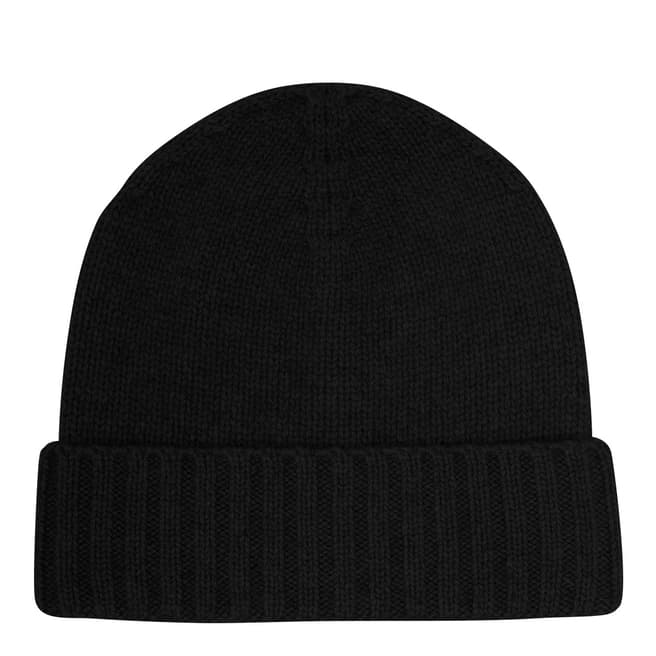 Laycuna London Black Cashmere Ribbed Hat