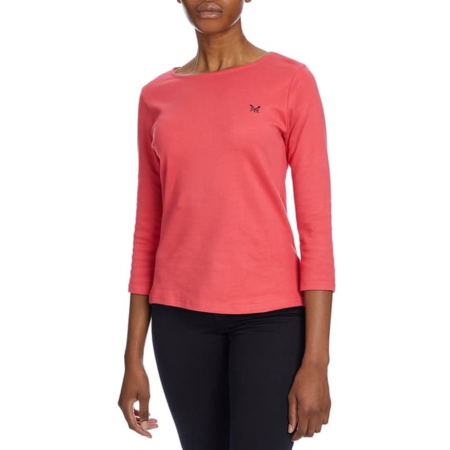 Crew Clothing Pink Cotton 3/4 Length Sleeve Top 