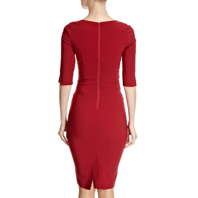 Red Claudia Plunge Dress - BrandAlley