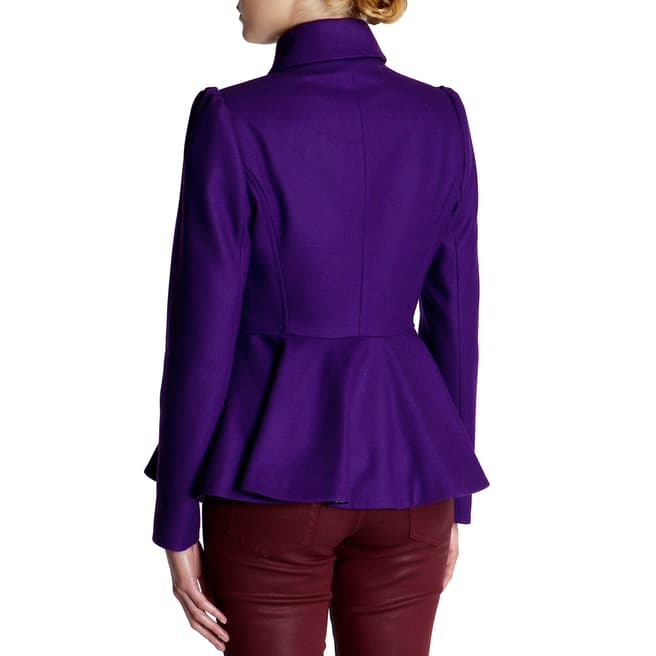 Purple Short Peplum Cashmere/Wool Blend Coat - BrandAlley