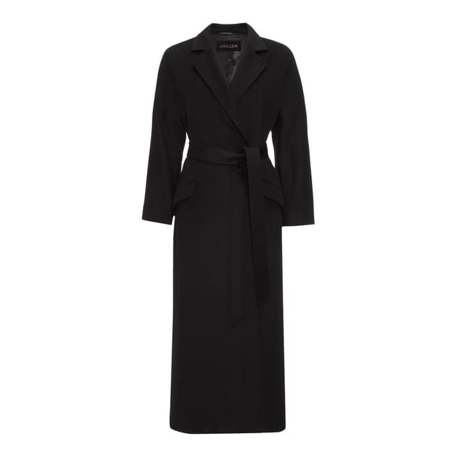 Black Unstructured Full Length Wool Coat - BrandAlley