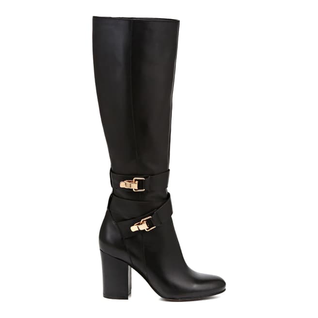 Black Leather Fairbanks Long Boots Heel 8cm - BrandAlley