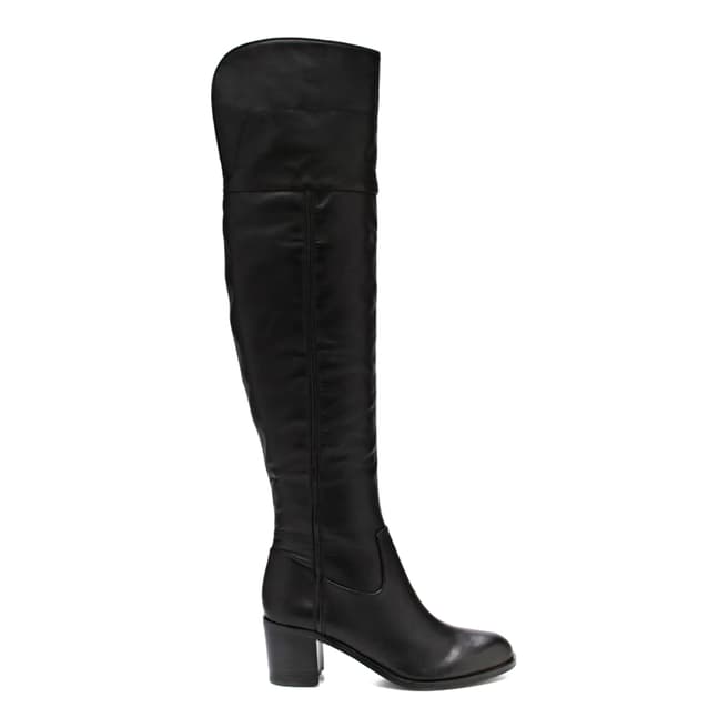 Black Leather Over the Knee Boots Heel 7.5cm - BrandAlley