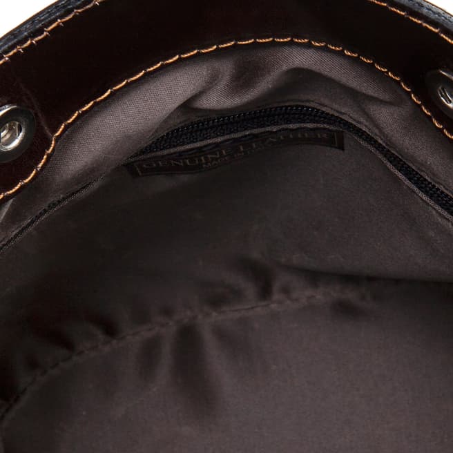 Dark Brown Leather Crossbody Bag - BrandAlley