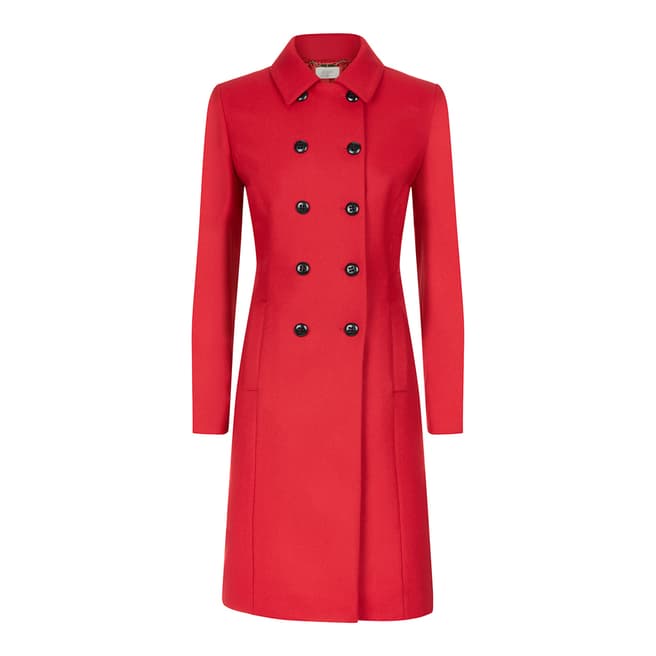 Red Apperley Double Breasted Wool Coat - BrandAlley