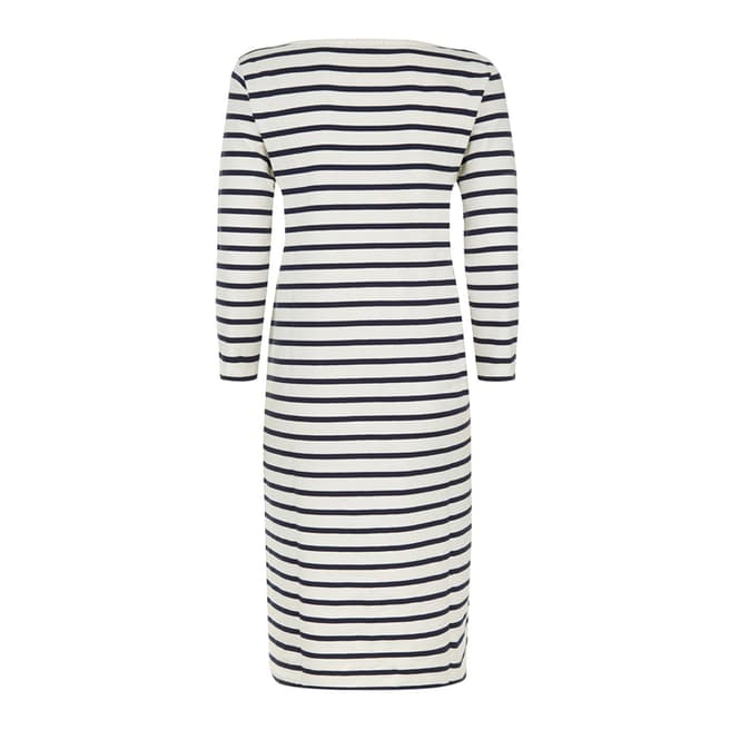 White/Navy Breton Stripe Cotton Blend Dress - BrandAlley