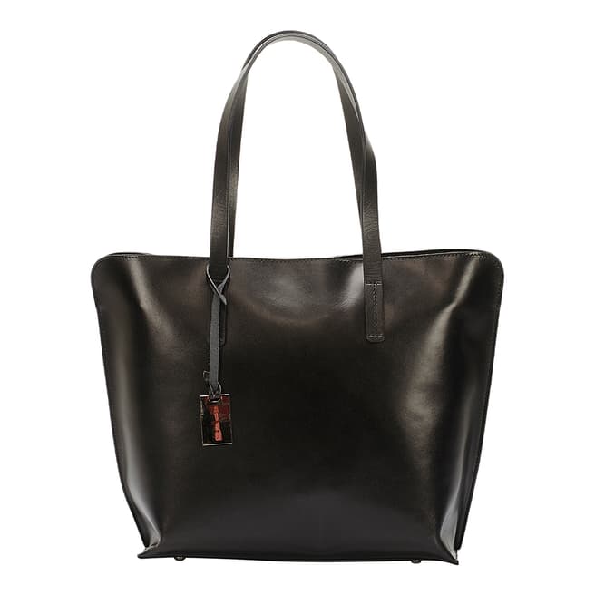 Black Polished Leather Shoulder Bag - BrandAlley